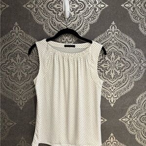 Banana Republic White Sleeveless Polka Dot Blouse